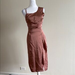 Reiss Pink Asymmetrical Ruched Cocktail Dress